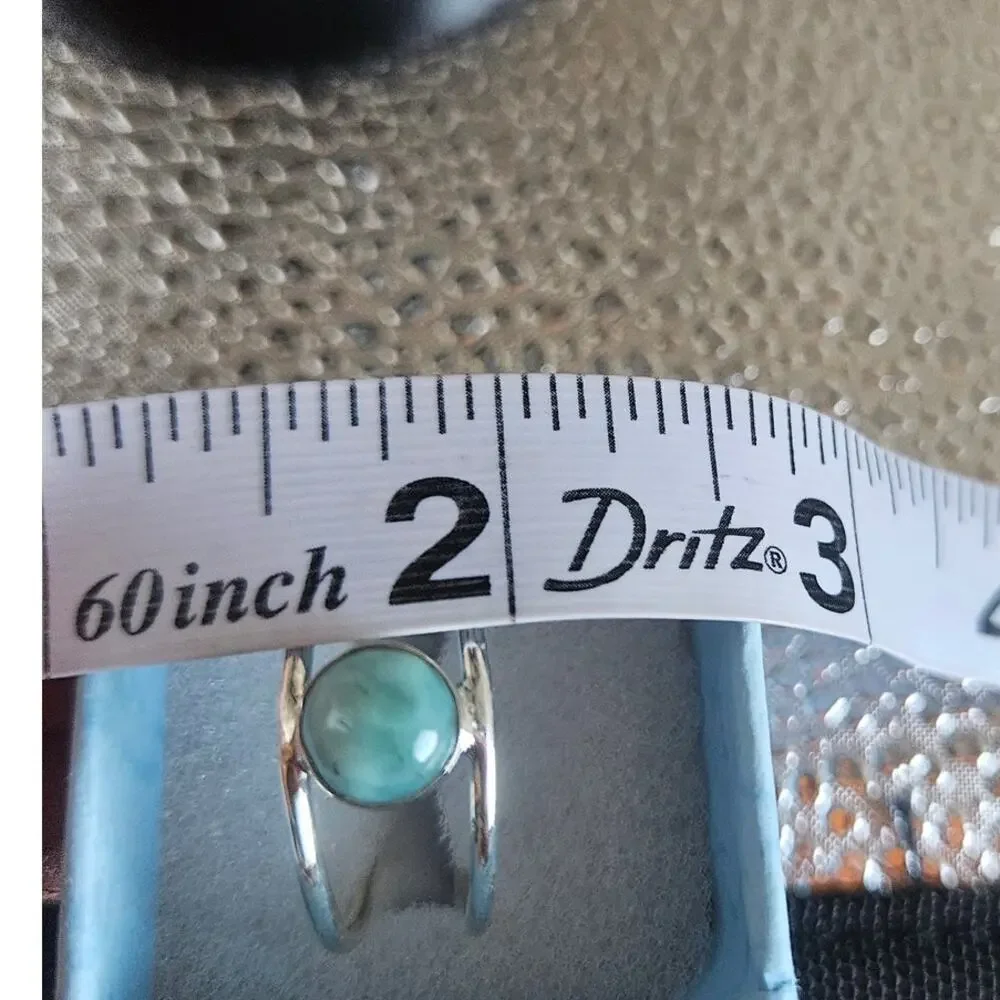 Larimar Ring Sterling Silver 925 Stamped Sz 11.5